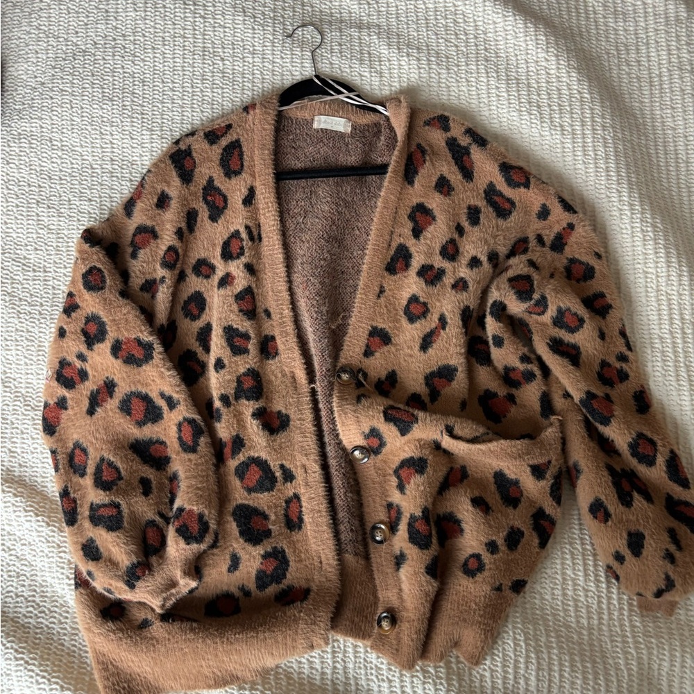 Altar’d State Oversized Leopard Print Cardigan Sweater